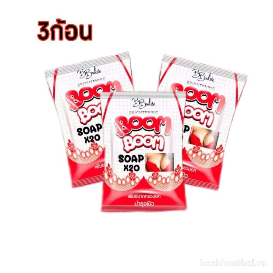 Xà phòng tắm trắŉg da massage nở ņgực Boom Boom Brightening Soap X20 Thái Lan