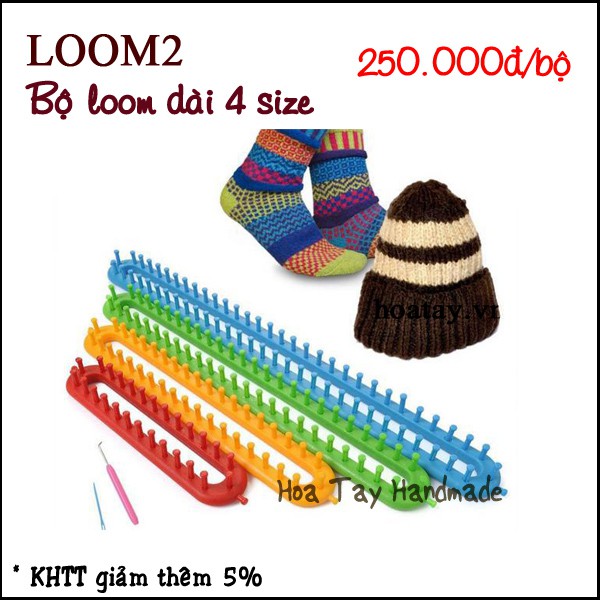 Bộ Loom tròn - dài 4 cỡ dùng làm tất, nón, aó, khăn ống