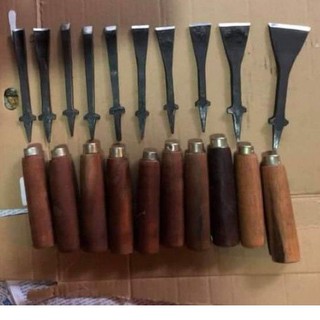 Bộ đục thợ mộc đục hàng ngang đục tràng mài sắc kèm cán gỗ nghiến
