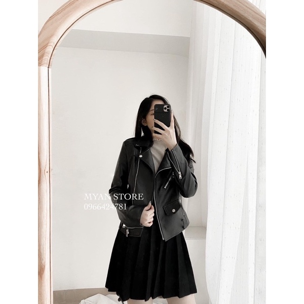 bán sỉ áo da cổ chéo kèm đai