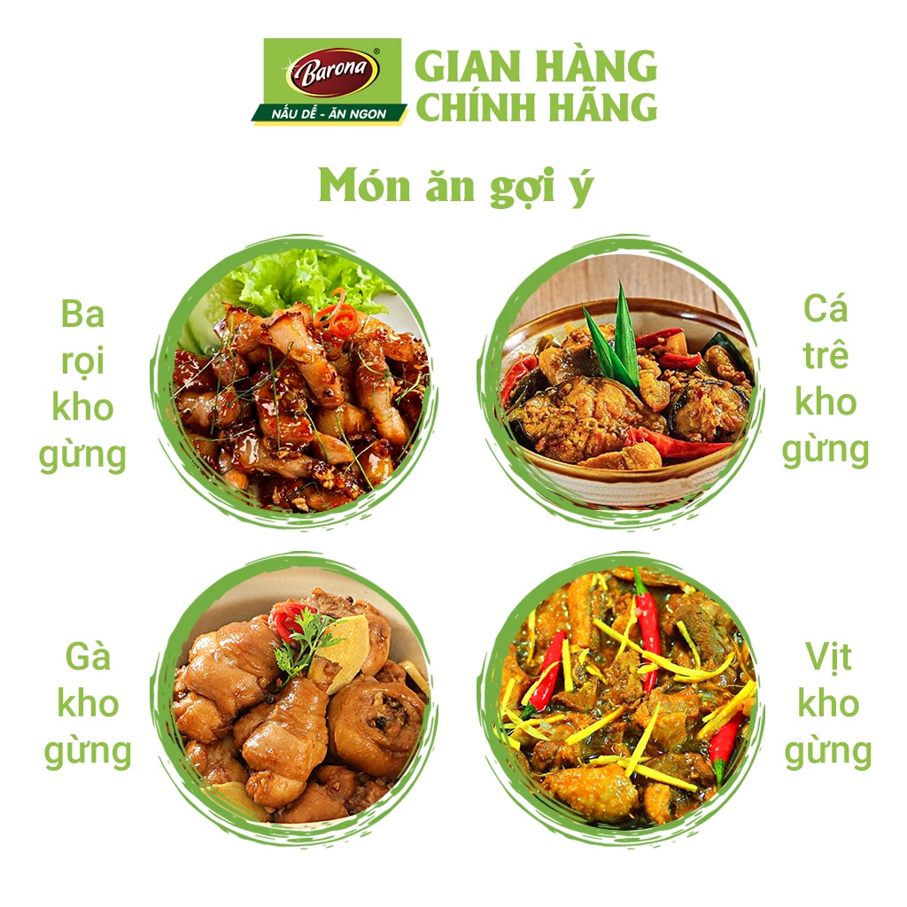 Gia Vị Kho Gừng Barona 80g ướp ngon chuẩn vị không cần nêm nếm