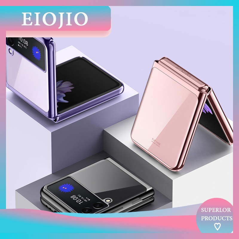 Bao Da Điện Thoại Nắp Gập Chất Liệu Nhựa Cứng Siêu Mỏng Chống Sốc Màu Trơn Cho Samsung Galaxy Z Flip 3 Flip 4 Galaxy Z Flip3 Z Flip4