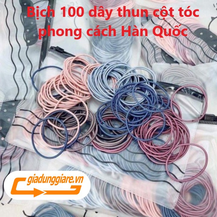 Set 100 Thun buộc tóc, dây cột tóc phong cách Hàn Quốc ( Mix Nhiều mầu )