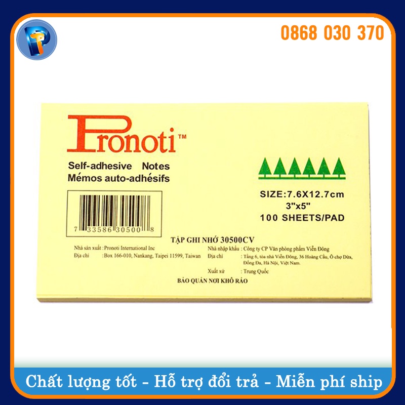 Giấy Note Pronoti 3x5 Vàng