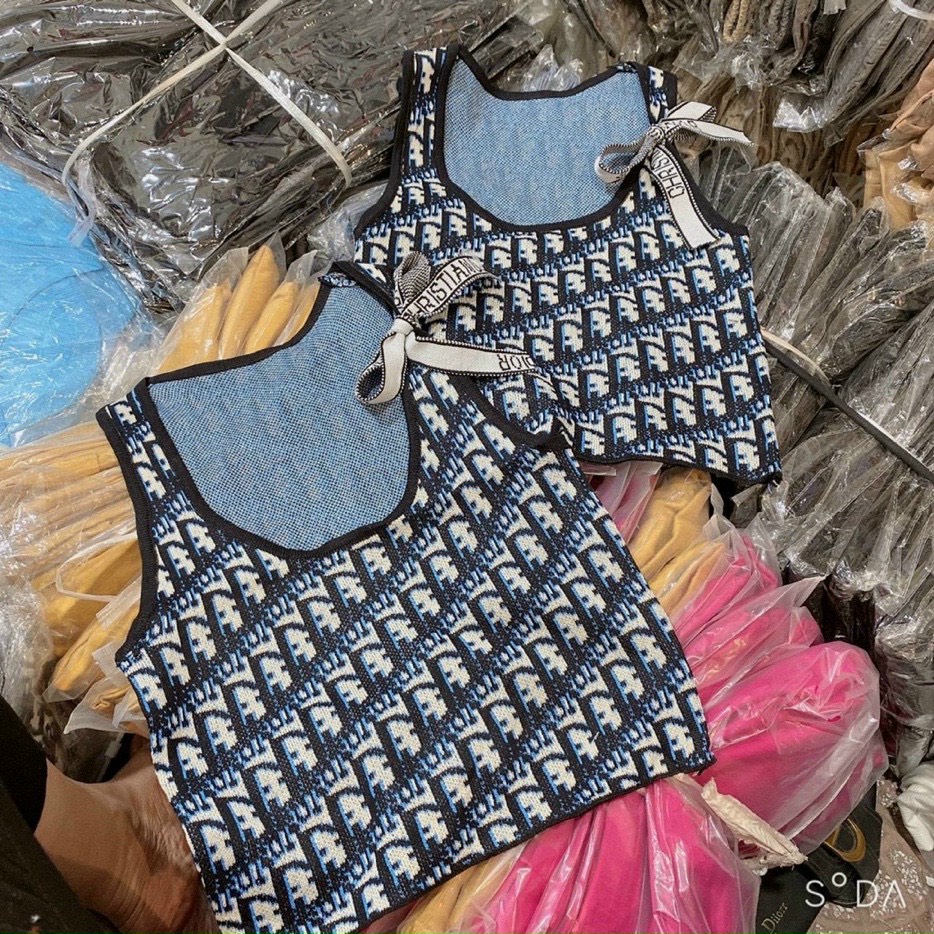 Áo Len Họa Tiết Sát Nách Thêm Phụ Kiện Dây Cột Ngoài Phong Cách Hàn Quốc | Smide Clothing