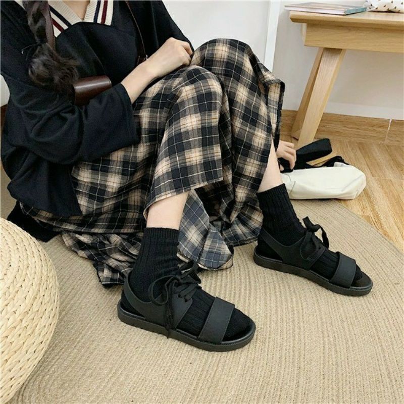 Sandal Nữ Quai Dây Đen Mới Hàng Nhập Cực Đẹp, Sandal Nữ Thời Trang Trẻ Trung Nữ Tính