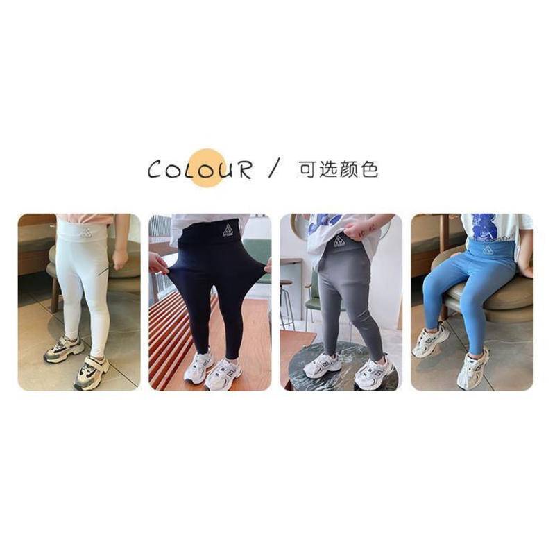 [Hàng Có Sẵn] Quần Legging Dài Đến Mắt Cá Chân Bằng Cotton Màu Trơn In Hình Búp Bê Cá Mập Phong Cách Phương Tây Thời Trang Mùa Thu Cho Bé Gái