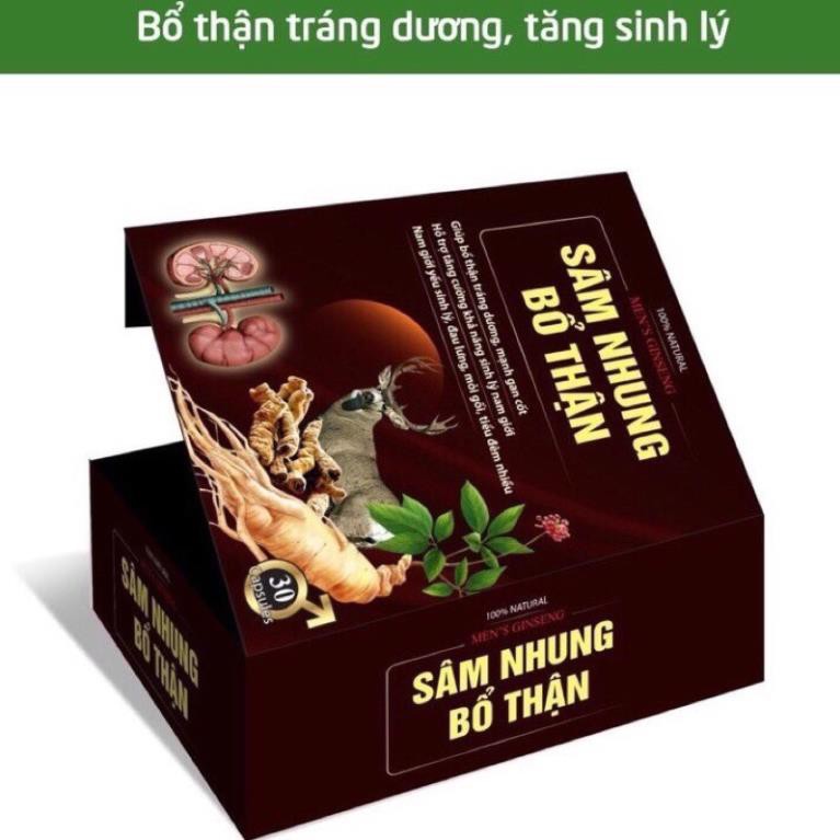 (Chính Hãng) Viên uống tăng cường sinh lý nam Sâm Nhung Bổ Thận giảm đau lưng, mỏi gối, tiểu đêm nhiều - Hộp 30 viên