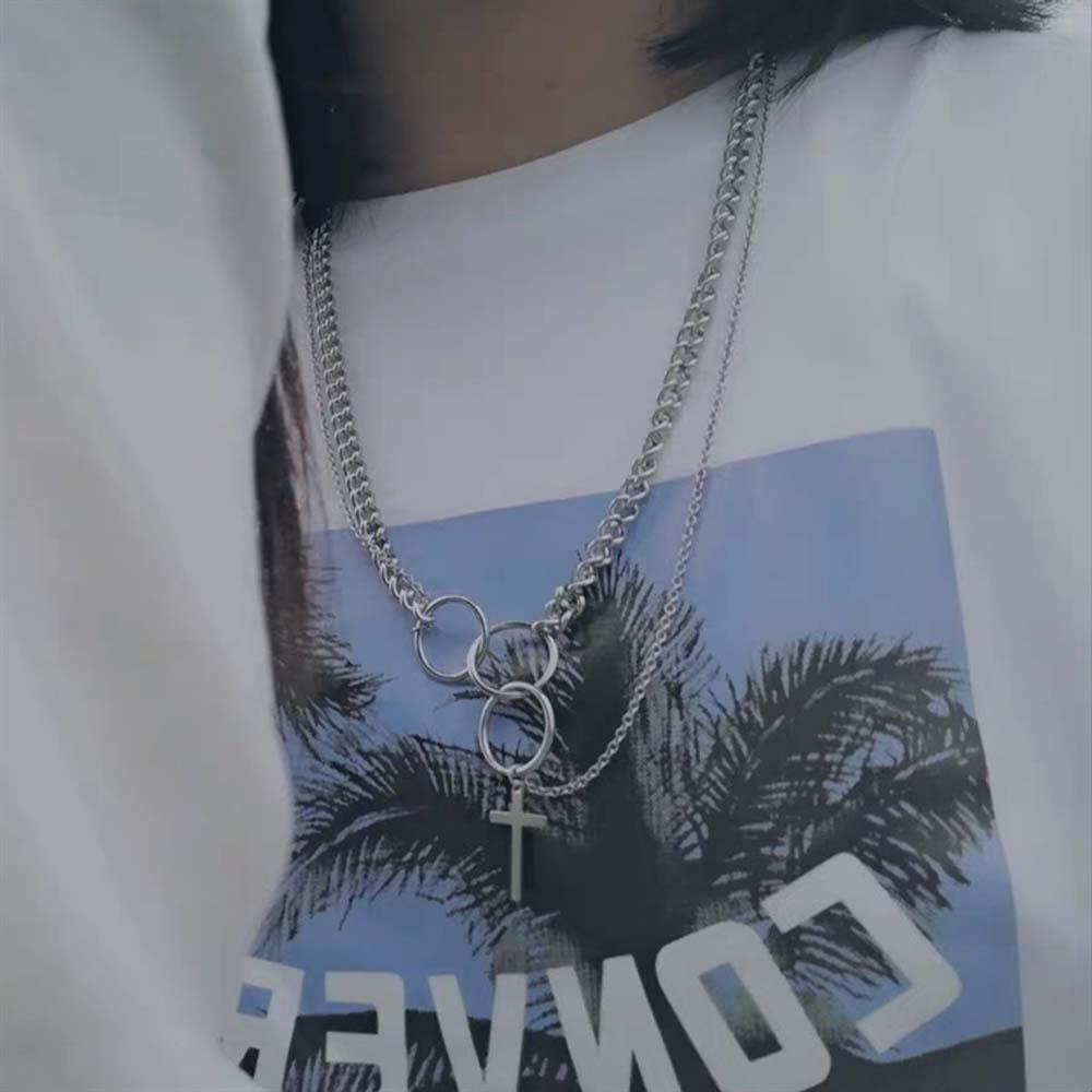 Vòng Cổ Choker Hai Lớp Mặt Tròn Bằng Kim Loại Thời Trang Cho Nữ