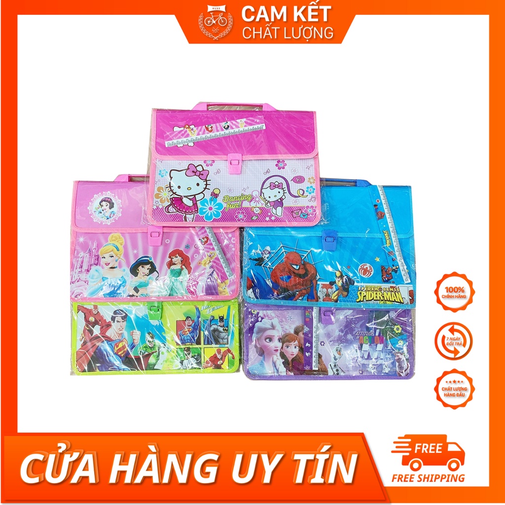 (giá sỉ )Cặp Nhựa Học Thêm Cho Bé 2 Ngăn - Tặng Kèm Thước Kẻ