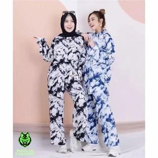 One Set Áo Thun Ngắn Tay + Quần Dài Ống Rộng Thời Trang Cho Nữ