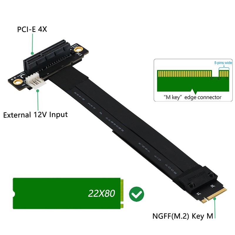 Thẻ Chuyển Đổi Tốc Độ Cao M.2 Ngff Nvme Key M Sang Pcie 3.0 X4 Pci Express 90