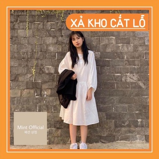 HOT Xả Kho -  Đầm Babydoll Tay Phồng ,Váy Nữ Trơn Dáng Xòe 2 Màu Q016