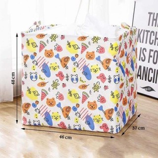 Túi vải 100l có khung sắt đựng quần áo chăn màn.