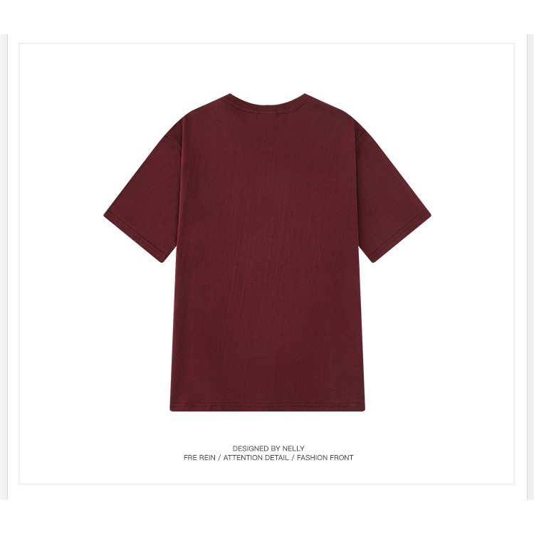 Áo phông Nelly Heybig ngắn tay trơn màu đỏ đô