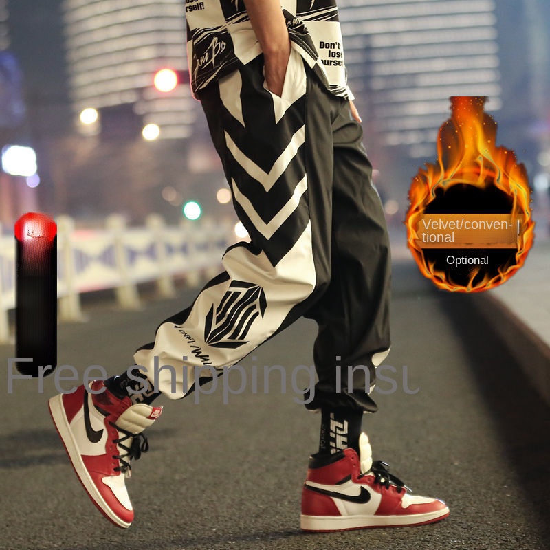 Quần dài ống túm dáng rộng in logo thời trang mùa đông cho nam