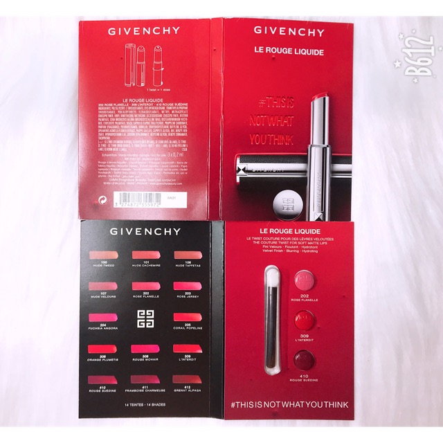 Sample son lì, son bóng Givenchy kèm cọ