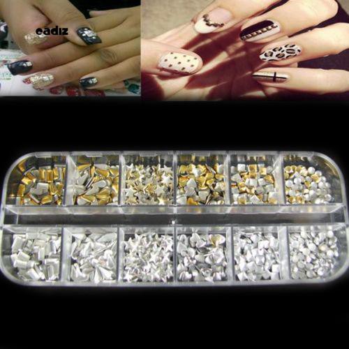 Bộ 300 cái đinh tán trang trí móng tay màu vàng/bạc sang trọng DIY cho nữ