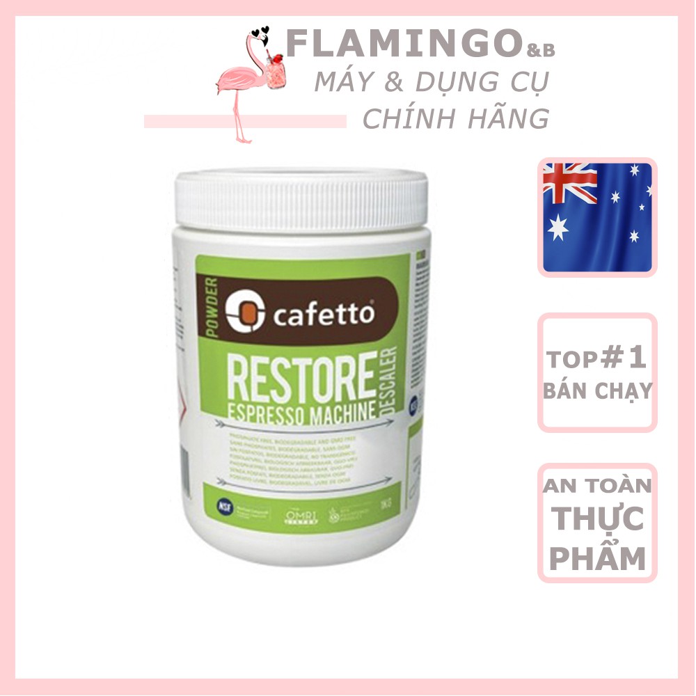 Hộp thuốc vệ sinh vôi máy pha cà phê Cafetto Descale 01 Kg - bột tẩy cặn máy pha cà phê Cafetto Restore
