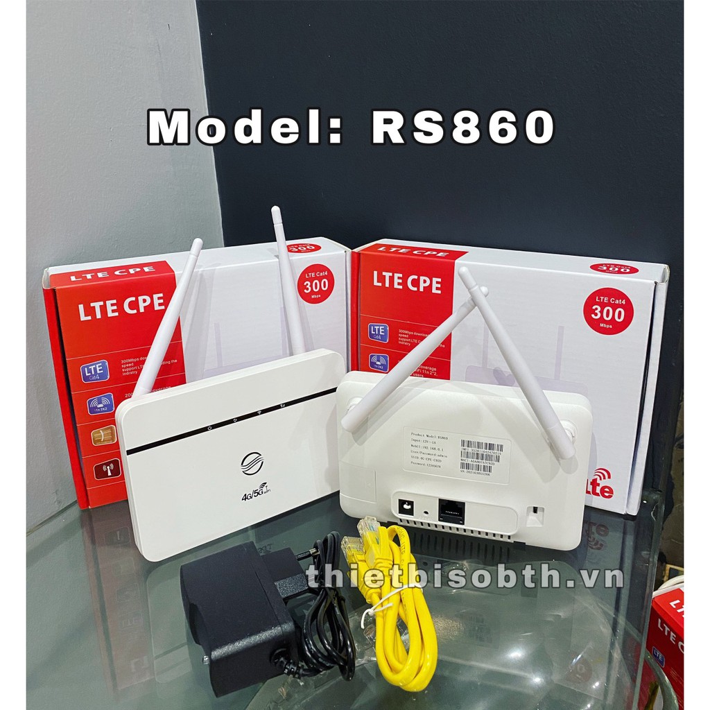 Bộ Phát Wifi từ sim 3G/ 4G RS860 Tốc độ 300Mbps.  2 râu wifi. Có cổng lan