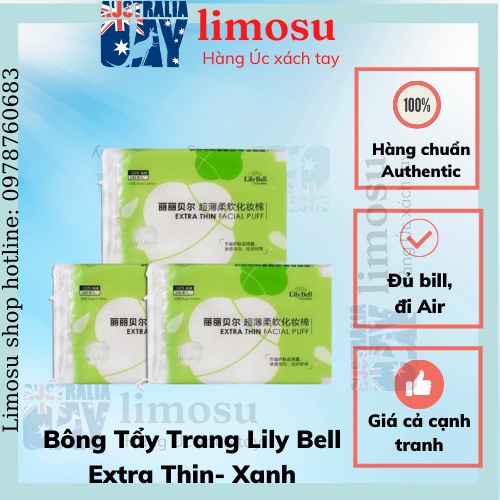 Bông Tẩy Trang Lily Bell Extra Thin- Xanh 240 miếng