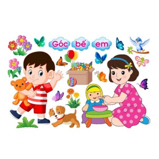Tranh góc mầm non- góc bế em