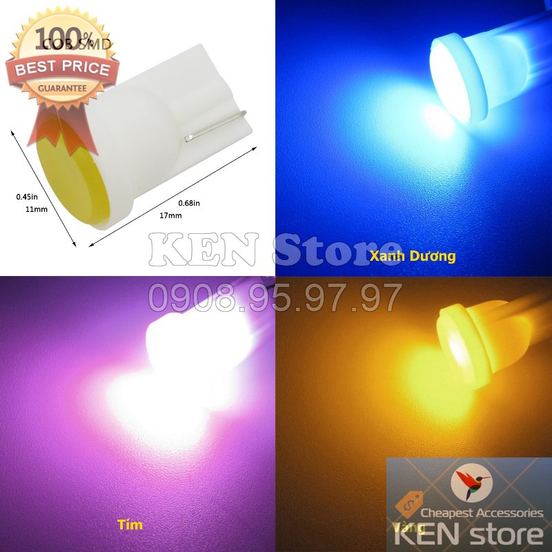 Bộ 5 bóng LED T10 gắn mặt đồng hồ xe máy, táp lô đồng hồ xe máy