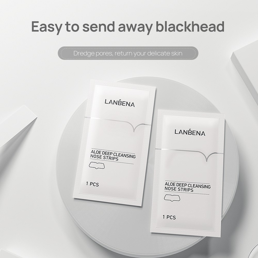 Set 5 Miếng Dán Lột Mụn Đầu Đen Vùng Mũi Chiết Xuất Lô Hội Thu Nhỏ Lỗ Chân Lông Lanbena