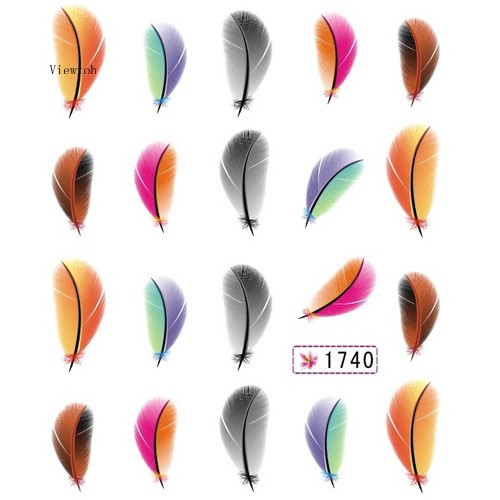*˚View*✧⁺3D Beauty Leopard Water Transfer Stickers Decoration Nail Art Tips Feather Decals