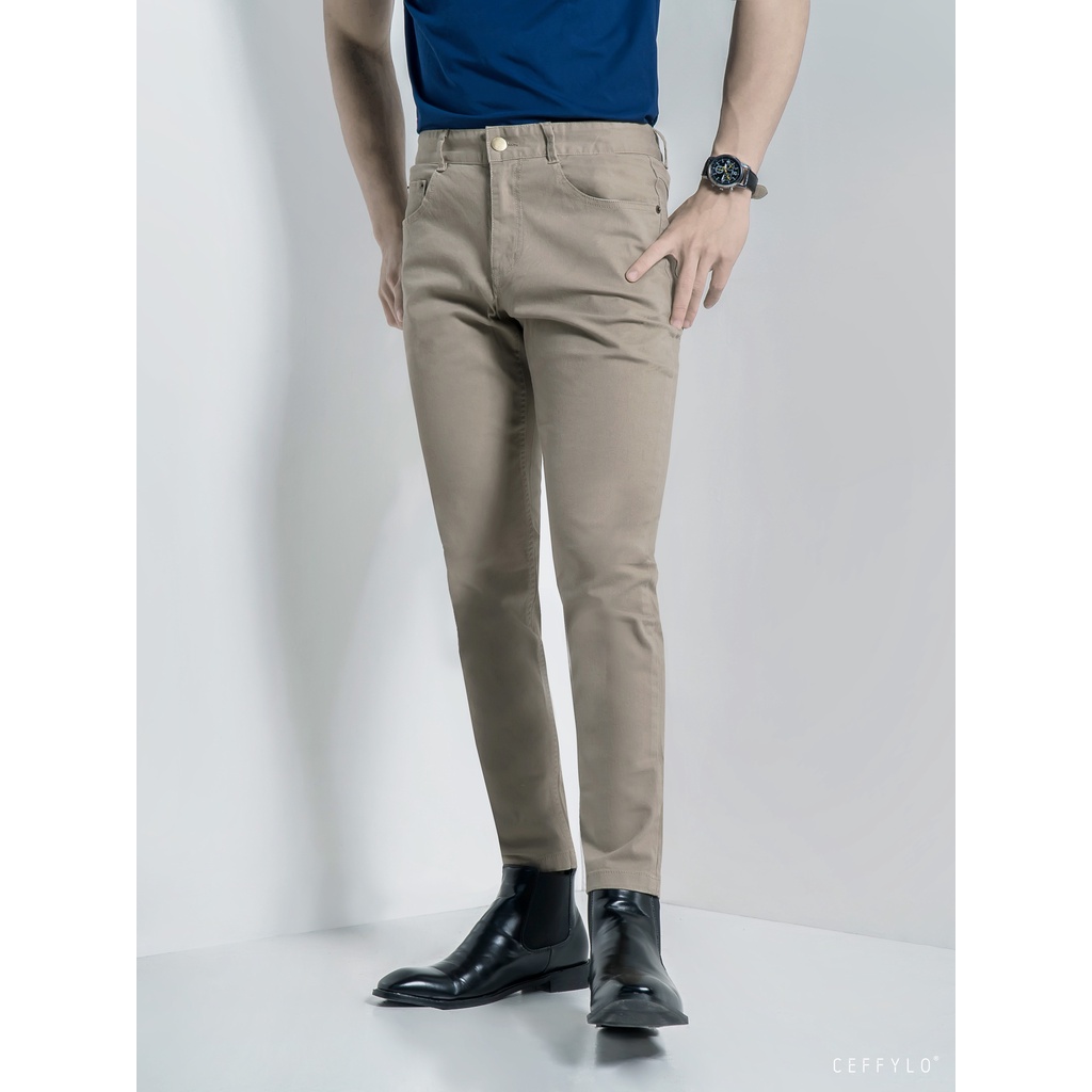 [Mã BMBAU50 giảm 7% tối đa 50K đơn 99K] Quần Khaki Túi Jeans trơn Camel CEFFYLO, Form Slimfit, Co Giãn