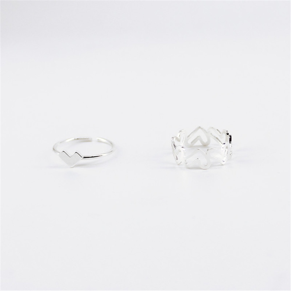 Set 2 nhẫn hở hình trái tim thời trang cho nữ