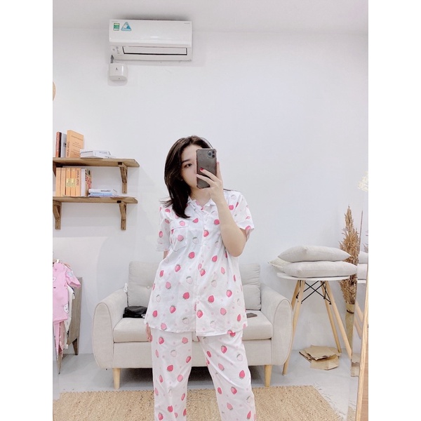 Bộ mặc nhà pijama bộ thô tay cộc quần dài nhiều màu