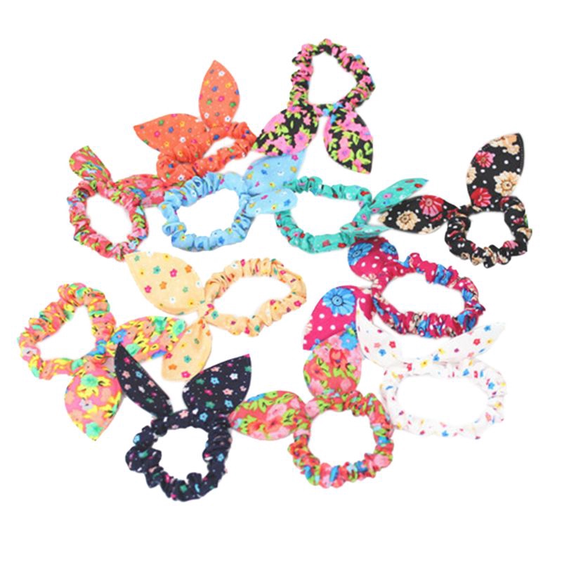 Thun Cột Tóc Co Giãn Hình Tai Thỏ Nhiều Màu