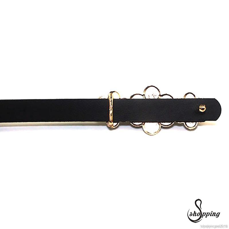 Thắt Lưng Da PU Độ Đàn Hồi Cao Khóa Kim Loại Hình Hoa Và Lá Phong Cách Hàn Quốc Cho Nữ