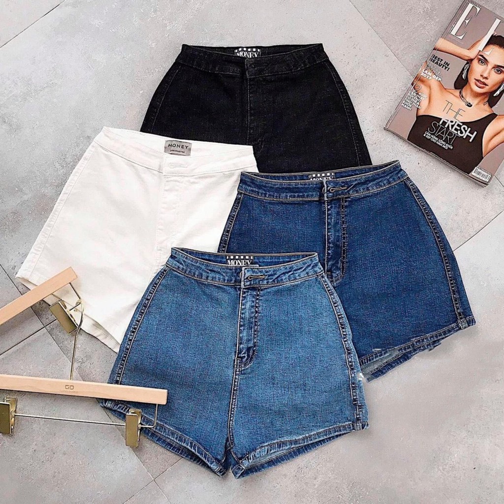Quần short jean nữ đai trơn ( chất giãn ) kiểu không có túi trước tôn dáng chuẩn 7s-97