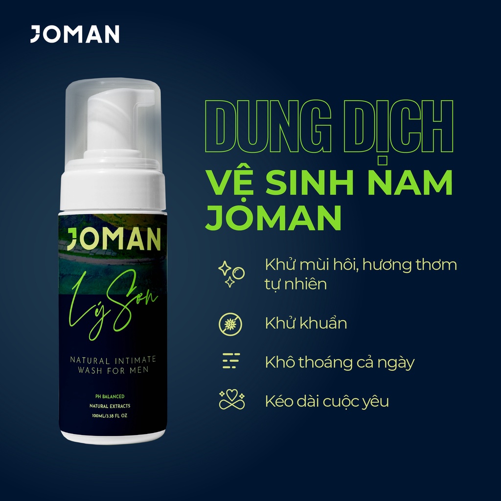 Dung dịch vệ sinh nam Joman, dung dịch tạo bọt khử mùi, cân bằng độ PH nam giới, hương nước hoa (Che tên sản phẩm)