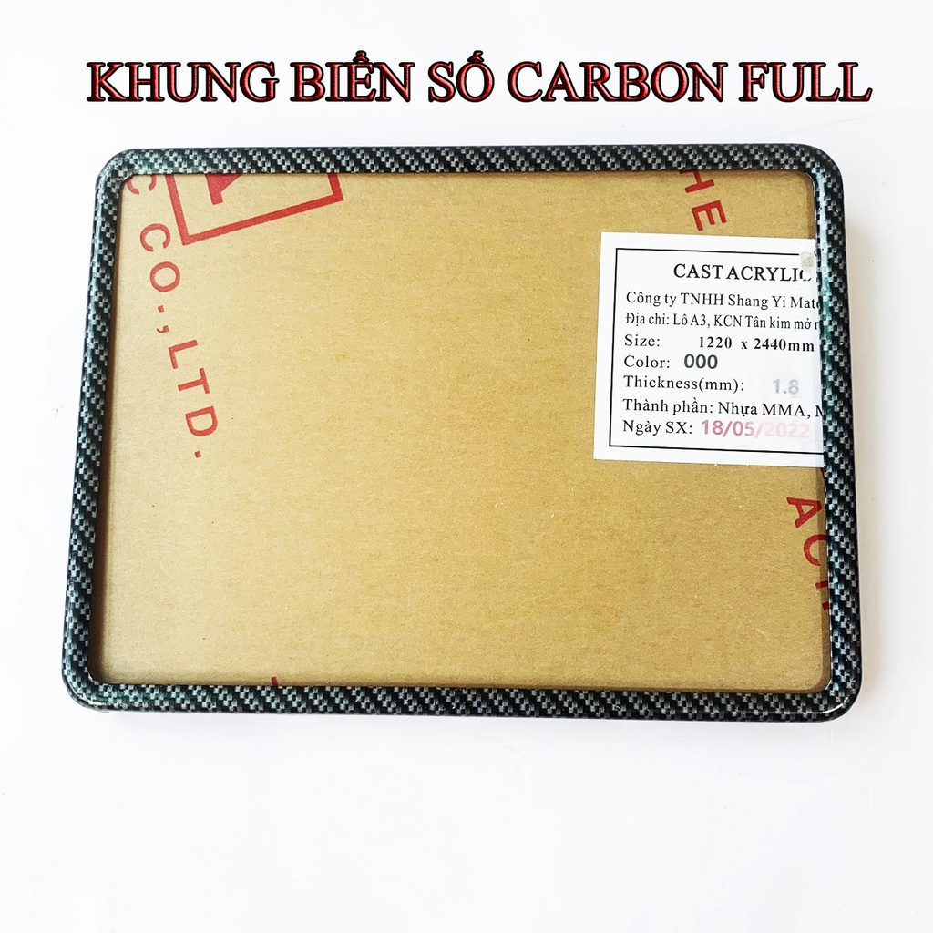 Khung Ốp biển số Inox xi Carbon Gắn mọi loại xe gắn máy