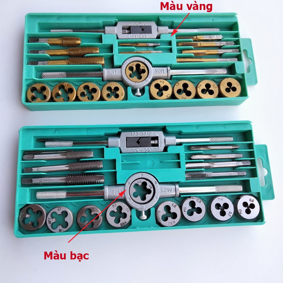Bộ taro ren ngoài / trong mạ Titan 20 chi tiết.