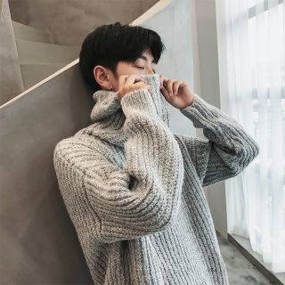 Áo len cổ cao Unisex dáng rộng phong cách Hàn Quốc