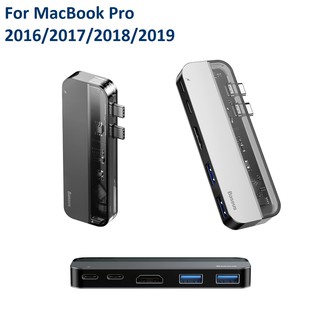 Hub/bộ chuyển cổng đa năng 5 trong 1 Baseus Transparent Dual type C CAHUB-TS0G