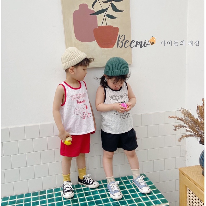 [Hàng Có Sẵn] Beemo - Set Trang Phục Cotton Ba Lỗ Bé Trai/Bé Gái Viền Bọc Snoopy (8-23kg) | BigBuy360 - bigbuy360.vn