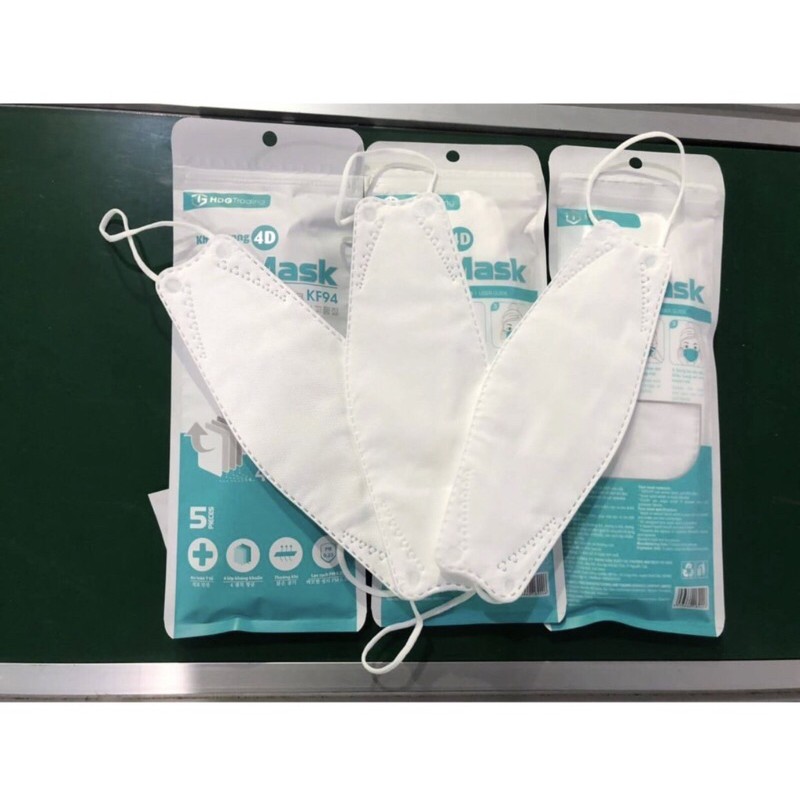 Khẩu trang KF94 mask Hàn Quốc,1 gói 5 chiếc,3D 4 lớp kháng khuẩn,cao cấp | BigBuy360 - bigbuy360.vn
