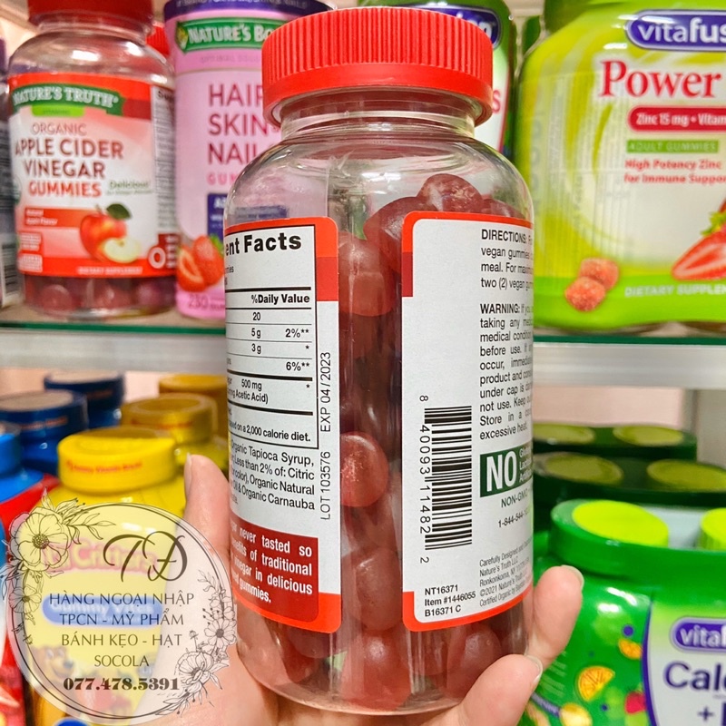 Kẹo dẻo giấm táo Apple Cider Vinegar Gummies Nature’s Truth của Mỹ 120 viên