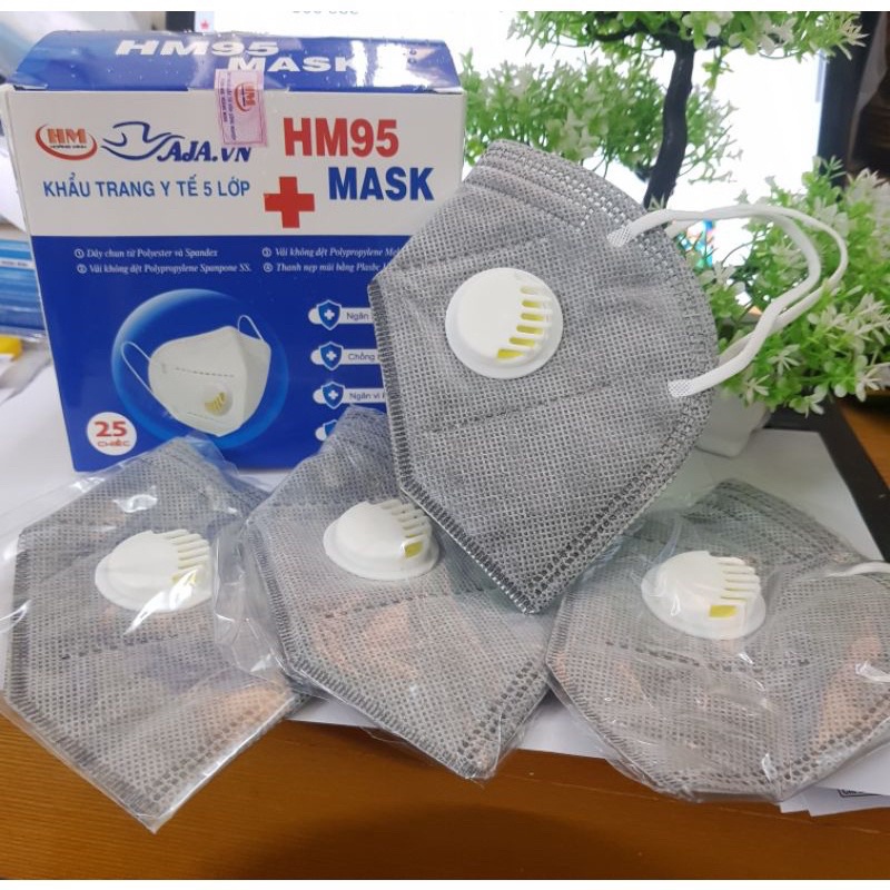 [Hộp N95 Có Van Nhiều Nàu ] Khẩu Trang HM95 5 Lớp Chống Bụi Mịn PM2.5 Ôm Sát Có kẹp Kim Loại Chắc Chắn Ở Sống Mũi