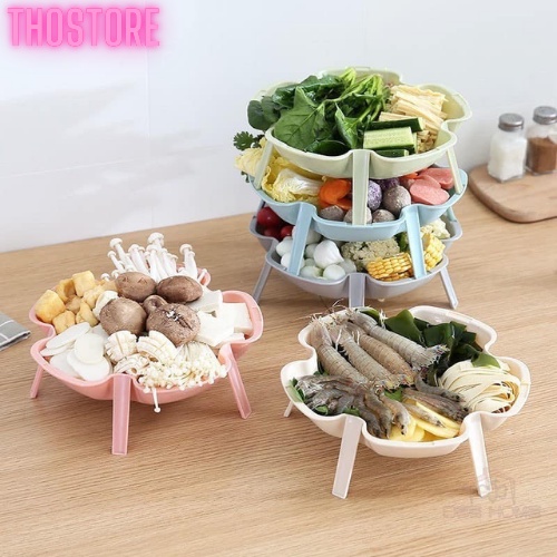 Đĩa mứt khay hoa quả 3 chân nhựa Việt Nhật hàng chất lượng cao có thể xếp tầng Khay đựng bánh kẹo trái cây