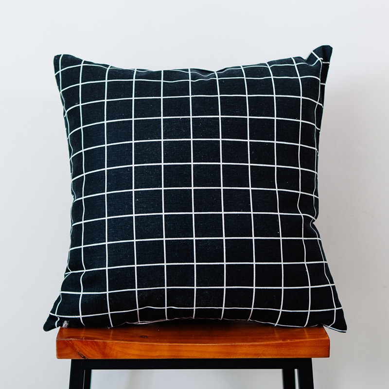 Nordic pastoral cotton pillow cover plaid bed sofa pillow cover woven.
