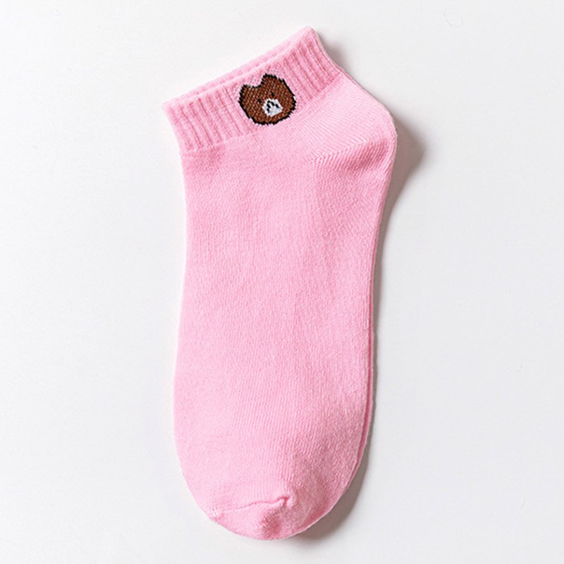 Set 10/ 5 đôi vớ cotton thoáng khí thấm hút mồ hôi in hình gấu hoạt hình dễ thương nhiều màu sắc