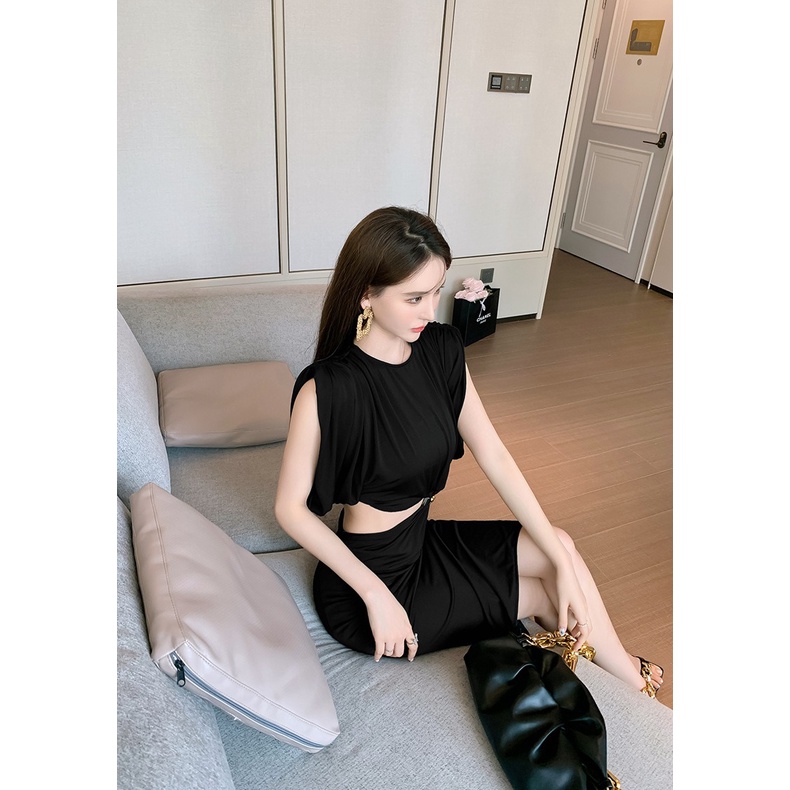 ZY·HT 🌷Đầm Cổ Tròn Phong Cách Âu Mỹ Sang Trọng Co Giãn Thời Trang Đẹp Mắt Dành Cho Bạn Cho Nữ 5118