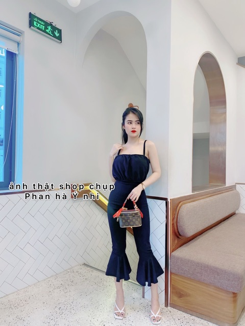 Set áo hai dây + quần loe đuôi cá