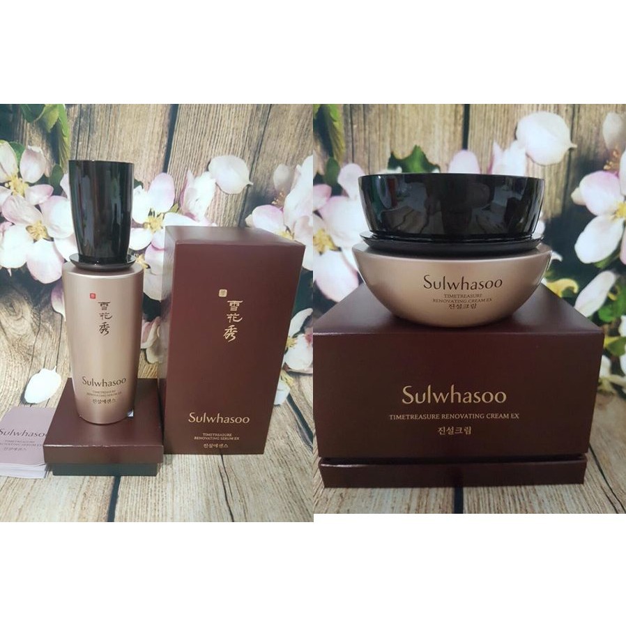 Set 1 Cặp Chống Lão Hoá Dòng Thông Đỏ Sulwhasoo Timetreasure Renovating EX Serum Cream Táchsetkhônghộp,Nhẹship,ChínhHãng